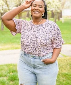 Ave Shops Spotted In Pink Animal Print Top