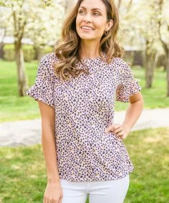 Ave Shops Spotted In Pink Animal Print Top