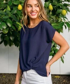 Ave Shops Clothing Starting Fresh Top In Navy Blue