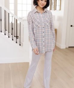 Ave Shops Clothing Stay Cool Plaid Shirt In Gray