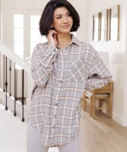 Ave Shops Clothing Stay Cool Plaid Shirt In Gray