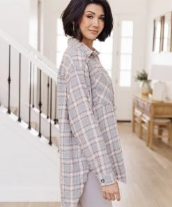 Ave Shops Clothing Stay Cool Plaid Shirt In Gray