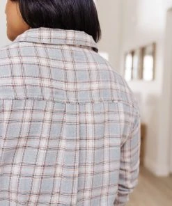 Ave Shops Clothing Stay Cool Plaid Shirt In Gray