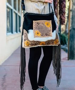 Myra Stay Wild Fringe Cowhide Handbag