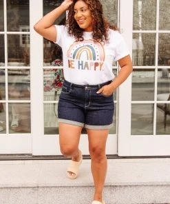 Ave Shops Stone Wash Open Seam Cuff Shorts