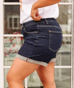 Ave Shops Stone Wash Open Seam Cuff Shorts