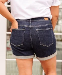 Ave Shops Stone Wash Open Seam Cuff Shorts