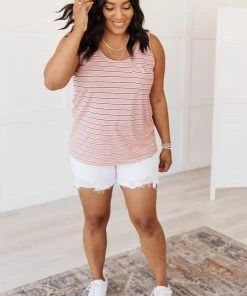 Ave Shops Mauve Stripe Summer Tank Top - Lightweight & Stylish 31 Ave Shops Clothing Stripe On All Summer Long Tank In Mauve