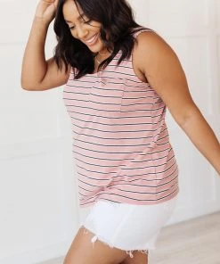 Ave Shops Mauve Stripe Summer Tank Top - Lightweight & Stylish 32 Ave Shops Clothing Stripe On All Summer Long Tank In Mauve