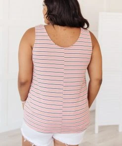 Ave Shops Mauve Stripe Summer Tank Top - Lightweight & Stylish 33 Ave Shops Clothing Stripe On All Summer Long Tank In Mauve