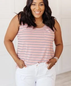 Ave Shops Mauve Stripe Summer Tank Top - Lightweight & Stylish 34 Ave Shops Clothing Stripe On All Summer Long Tank In Mauve