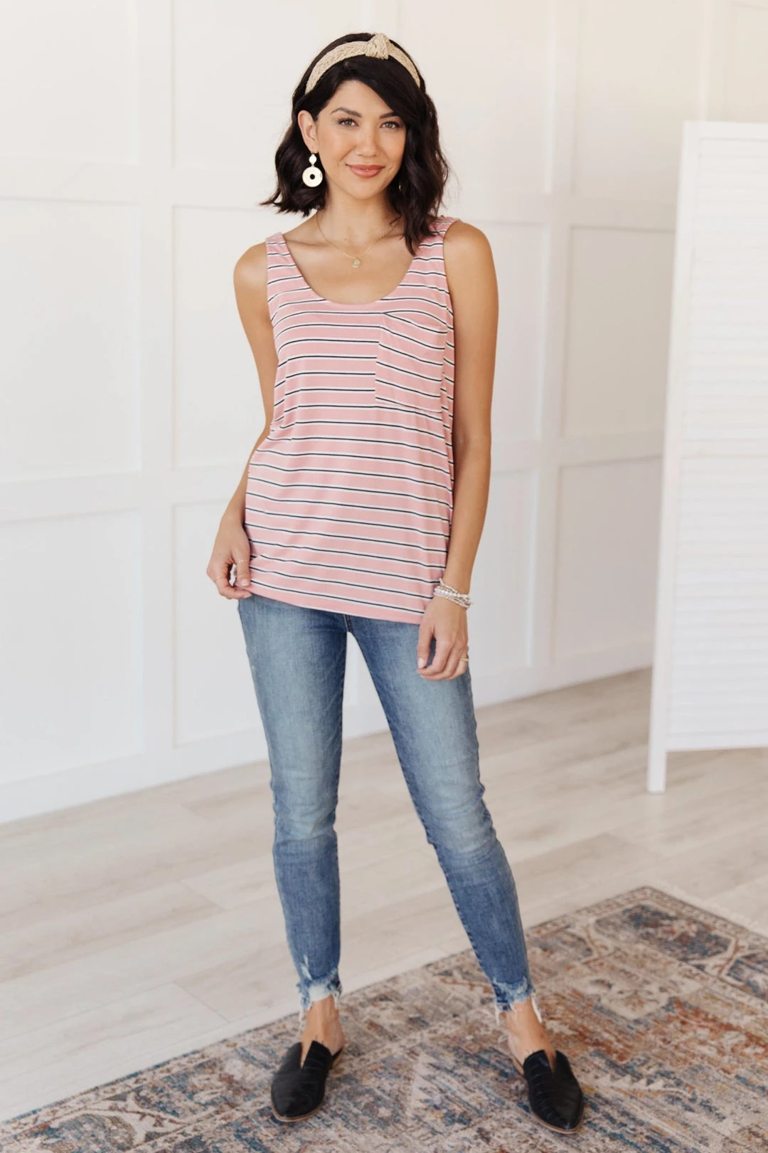 Ave Shops Mauve Stripe Summer Tank Top - Lightweight & Stylish 5 Ave Shops Clothing Stripe On All Summer Long Tank In Mauve