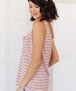 Ave Shops Mauve Stripe Summer Tank Top - Lightweight & Stylish 28 Ave Shops Clothing Stripe On All Summer Long Tank In Mauve