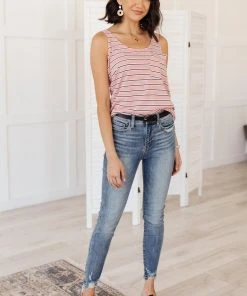 Ave Shops Mauve Stripe Summer Tank Top - Lightweight & Stylish 29 Ave Shops Clothing Stripe On All Summer Long Tank In Mauve