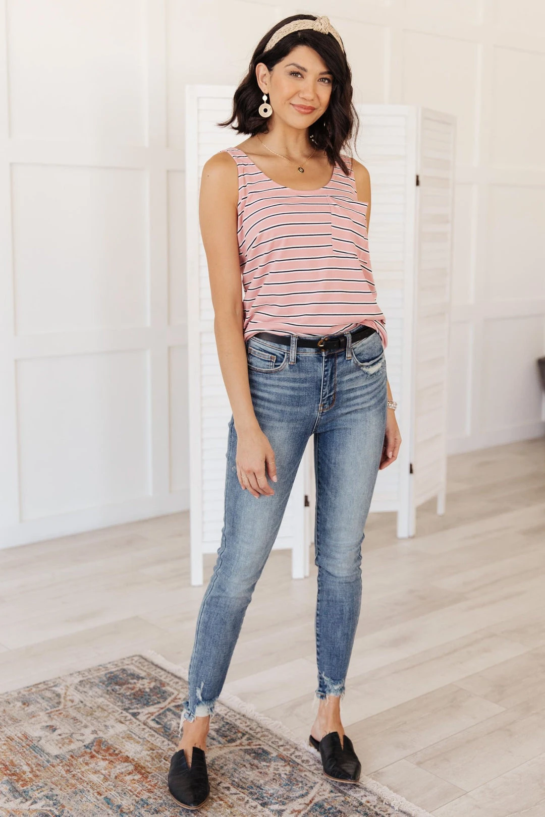 Ave Shops Mauve Stripe Summer Tank Top - Lightweight & Stylish 8 Ave Shops Clothing Stripe On All Summer Long Tank In Mauve