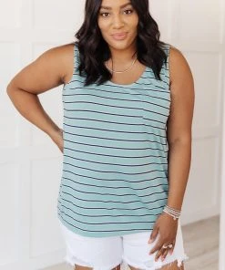 Ave Shops Stripe On All Summer Long Tank In Mint Clothing