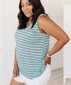 Ave Shops Stripe On All Summer Long Tank In Mint Clothing