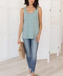 Ave Shops Stripe On All Summer Long Tank In Mint Clothing