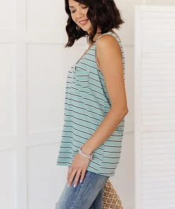 Ave Shops Stripe On All Summer Long Tank In Mint Clothing