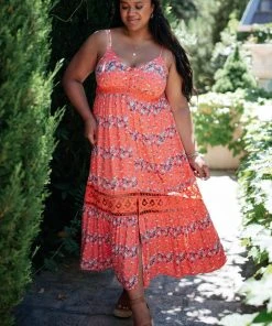 Ave Shops Dresses, Rompers, Jumpsuits Stripes In Bloom Dress In Coral