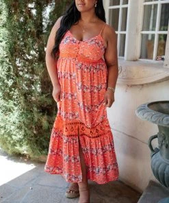 Ave Shops Dresses, Rompers, Jumpsuits Stripes In Bloom Dress In Coral