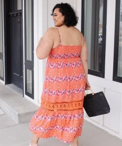 Ave Shops Dresses, Rompers, Jumpsuits Stripes In Bloom Dress In Coral