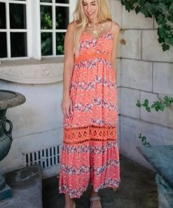 Ave Shops Dresses, Rompers, Jumpsuits Stripes In Bloom Dress In Coral
