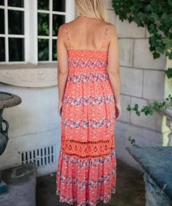 Ave Shops Dresses, Rompers, Jumpsuits Stripes In Bloom Dress In Coral