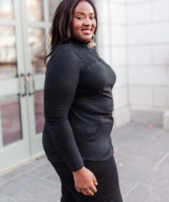 Ave Shops Stylin Girl Black Turtleneck Long Sleeve Top | Women's Fashion Blouse 26 Ave Shops Stylin Girl Turtleneck In Black