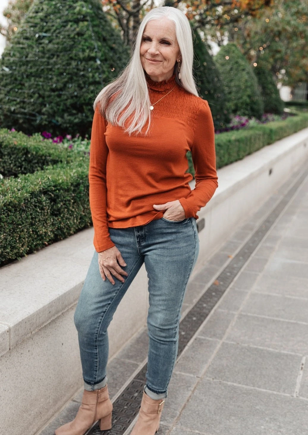 Ave Shops Stylin Girl Rust Turtleneck Top | Long Sleeve Casual Blouse for Women 4 Ave Shops Stylin Girl Turtleneck In Rust Clothing