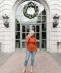 Ave Shops Stylin Girl Rust Turtleneck Top | Long Sleeve Casual Blouse for Women 24 Ave Shops Stylin Girl Turtleneck In Rust Clothing