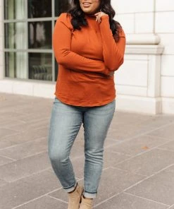 Ave Shops Stylin Girl Rust Turtleneck Top | Long Sleeve Casual Blouse for Women 23 Ave Shops Stylin Girl Turtleneck In Rust Clothing