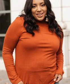 Ave Shops Stylin Girl Rust Turtleneck Top | Long Sleeve Casual Blouse for Women 25 Ave Shops Stylin Girl Turtleneck In Rust Clothing