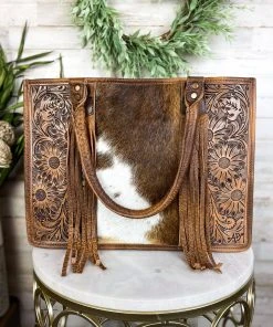 American Darling Sunflower Tooled Cowhide Handbag