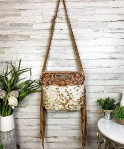 American Darling Sunflower Tooled & Metallic Cowhide Crossbody Handbag Handbags & Wallets