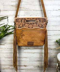 American Darling Sunflower Tooled & Metallic Cowhide Crossbody Handbag Handbags & Wallets