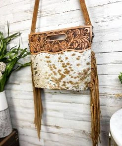 American Darling Sunflower Tooled & Metallic Cowhide Crossbody Handbag Handbags & Wallets