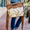 American Darling Sunflower Tooled & Metallic Cowhide Crossbody Handbag Handbags & Wallets