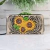 Myra Sunflower & Feathers Tooled Wallet Handbags & Wallets