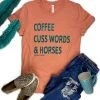 The Cinchy Cowgirl Sunset Coffee & Horses Graphic Tee - Short Sleeve T-Shirt 2 The Cinchy Cowgirl Clothing Sunset Coffee, Cuss Words & Horses Short Sleeve Graphic Tee