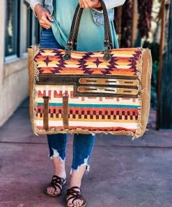 Hopofly Handbags & Wallets Sunset Hues Aztec Weekender Bag