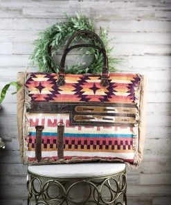Hopofly Handbags & Wallets Sunset Hues Aztec Weekender Bag