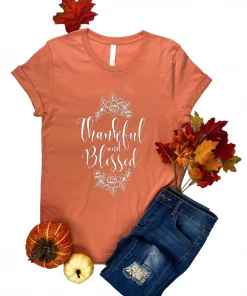 The Cinchy Cowgirl Sunset Thankful & Blessed Short Sleeve Tee