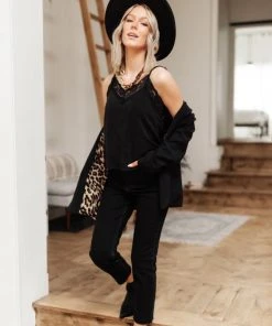 Ave Shops Sweet Fling Lace Top In Black