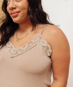 Ave Shops Sweet Fling Lace Top In Mocha