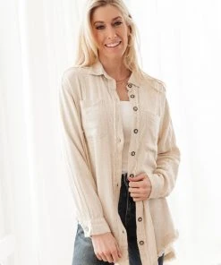 Ave Shops Sweet Kiss Shacket in Natural - Long Sleeve Tops for Women 20 Ave Shops Sweet Kiss Shacket In Natural