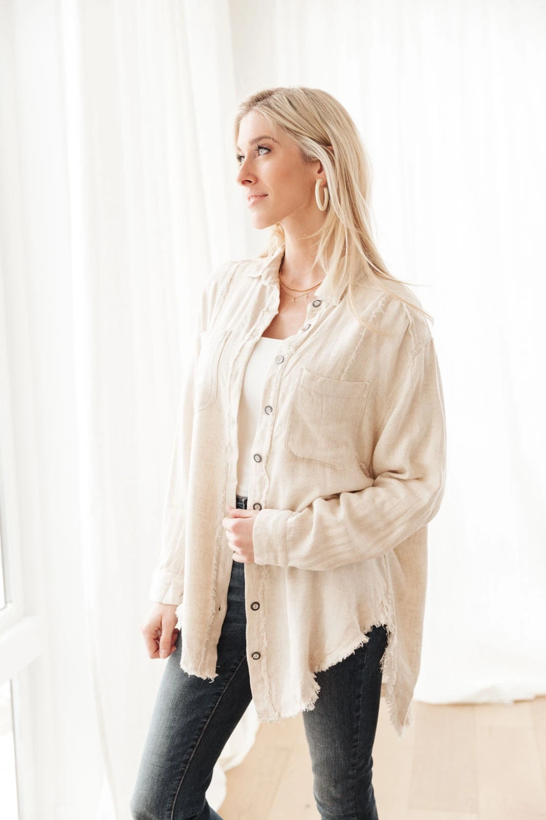 Ave Shops Sweet Kiss Shacket in Natural - Long Sleeve Tops for Women 12 Ave Shops Sweet Kiss Shacket In Natural