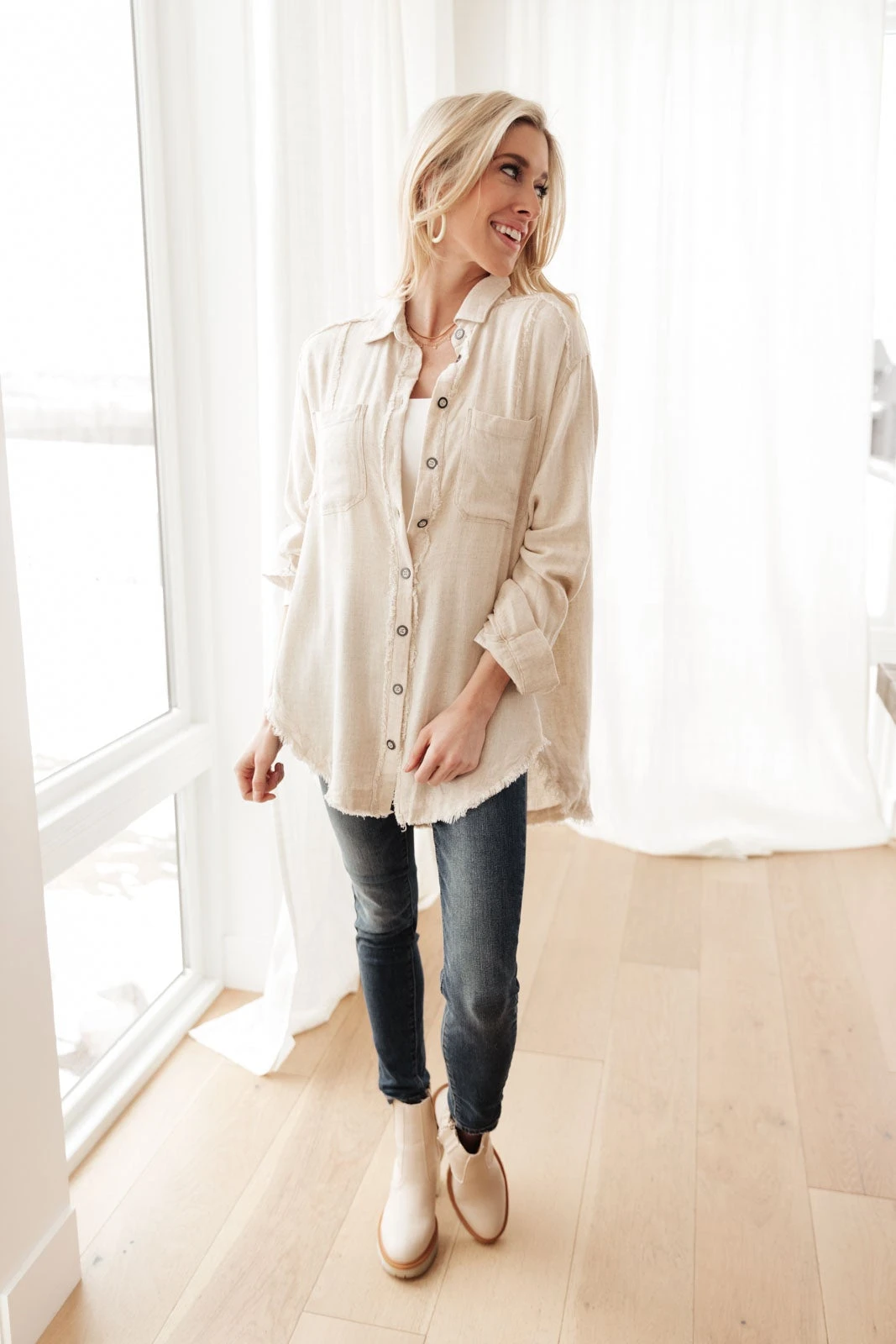 Ave Shops Sweet Kiss Shacket in Natural - Long Sleeve Tops for Women 7 Ave Shops Sweet Kiss Shacket In Natural