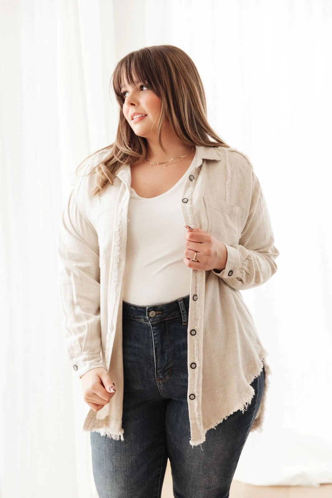 Ave Shops Sweet Kiss Shacket in Natural - Long Sleeve Tops for Women 6 Ave Shops Sweet Kiss Shacket In Natural