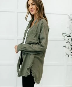 Ave Shops Sweet Kiss Olive Button Down Top - Stylish Long Sleeve Blouse 25 Ave Shops Clothing Sweet Kiss Button Down Top In Olive